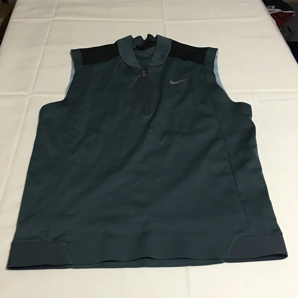 Nike Tiger Woods Collection Golf Vest Mens Large Blue Quarter Zip Sleeveless